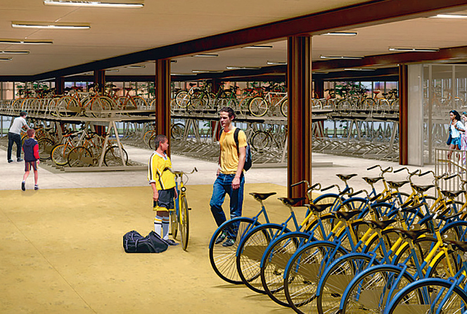 Wizualizacja wnętrza parkingu; il. Absent Matter